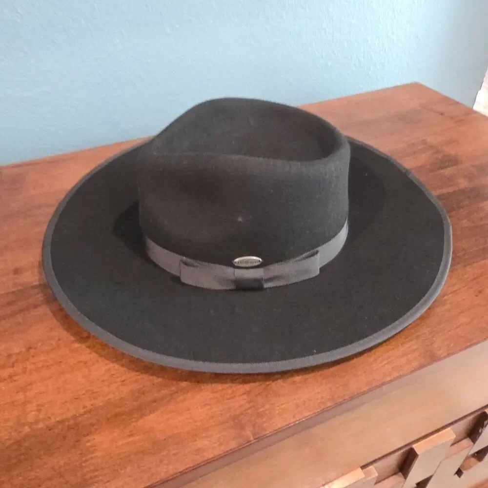 Wallaroo Sloan Women's Hat Fedora Black Wool-Felt UPF 50+ Wide Brim READ